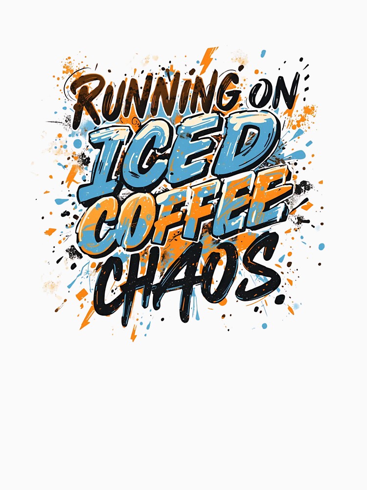 Running on Iced Coffee & Chaos – Funny Lifestyle Slogan by GiggleSnaps