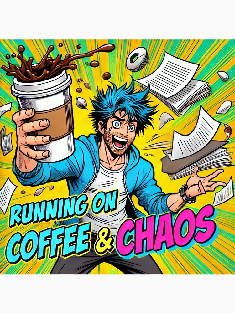 Running on Coffee and Chaos – Funny Comic Style Design by MemeMakersLab
