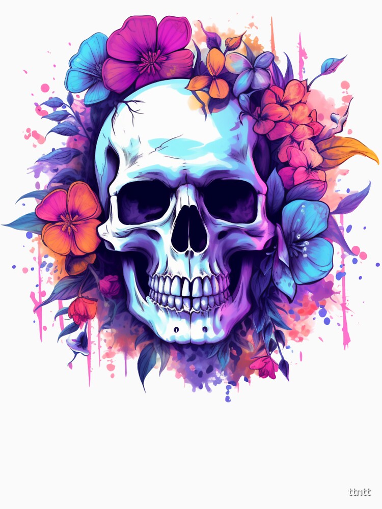 Skull with Flowers by ttntt
