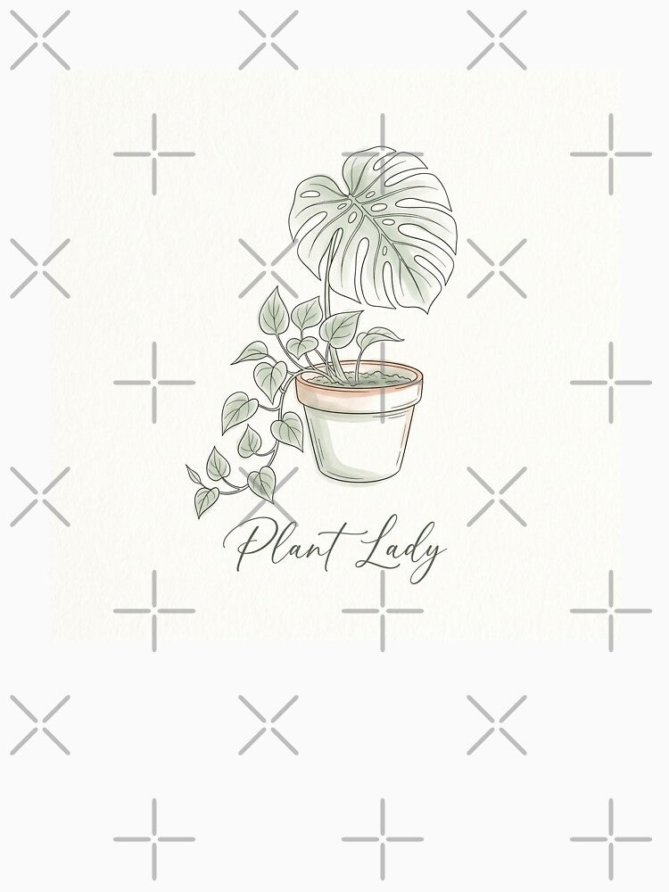 Plant Lady Minimalist Botanical Shirt | Boho Monstera & Pothos Line Art Tee by DmaarGroup