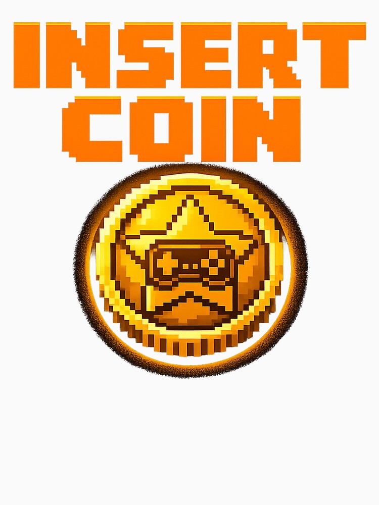 Insert Coin - Retro Arcade Gaming T-Shirt Design by PixelThumbPrint