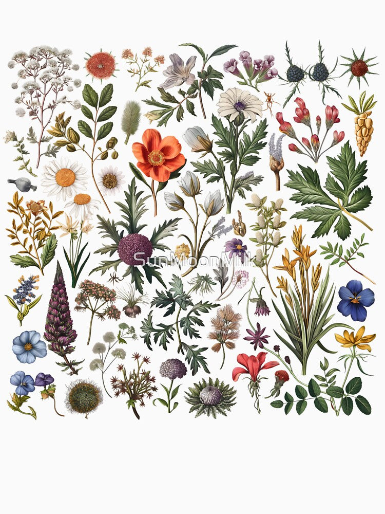 Cottagecore botanic flowers by SunMoonMilk