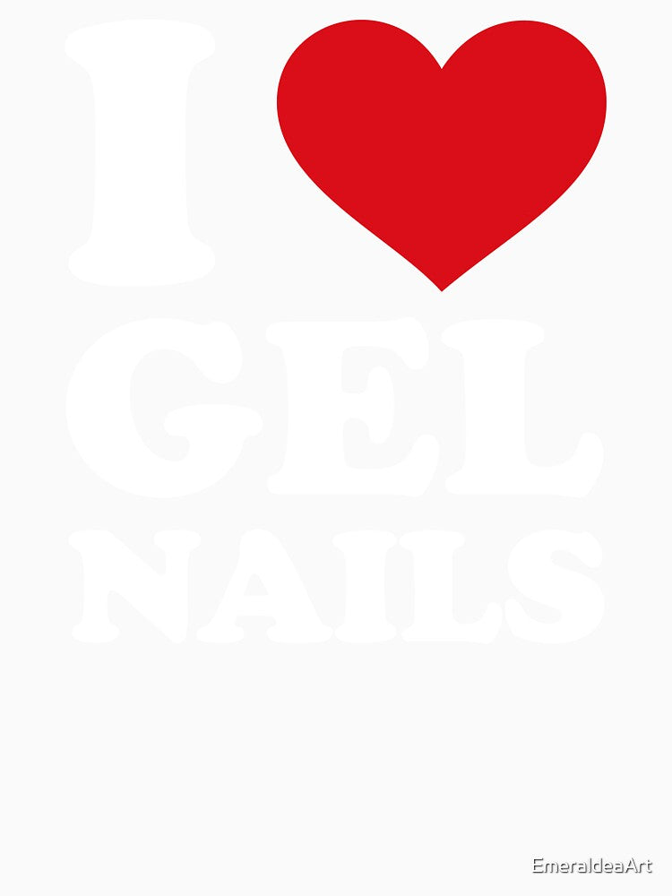 I Love Gel Nails ❤️ Minimal Red Heart Design white text by EmeraldeaArt