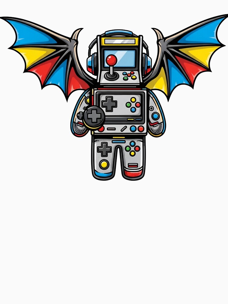 Winged Arcade Machine Gamer Mascot | Retro Gaming Art by Dzblack
