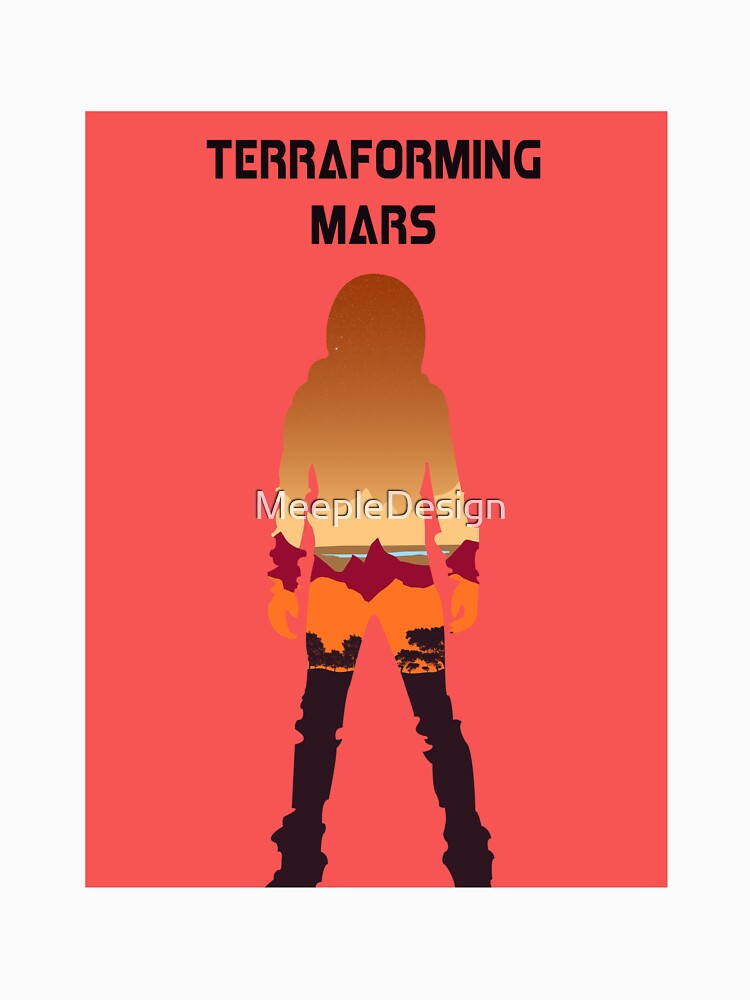 Terraforming Mars (Red) Design - Minimalist Silhouette Poster Style - Board Game Art by MeepleDesign