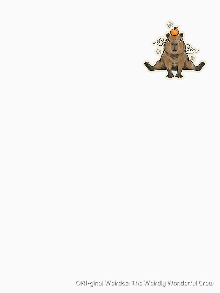 Cute Capybara Yoga Wide Leg Forward Bend Orange Japanese Sticker by ORI-ginal Weirdos: The Weirdly Wonderful Crew