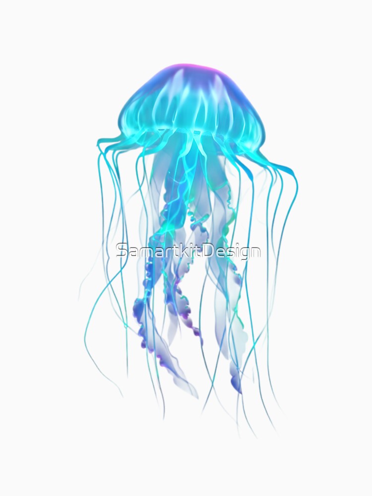 Neon Jellyfish Glow – Ethereal Ocean Aesthetic Art by SamartkitDesign