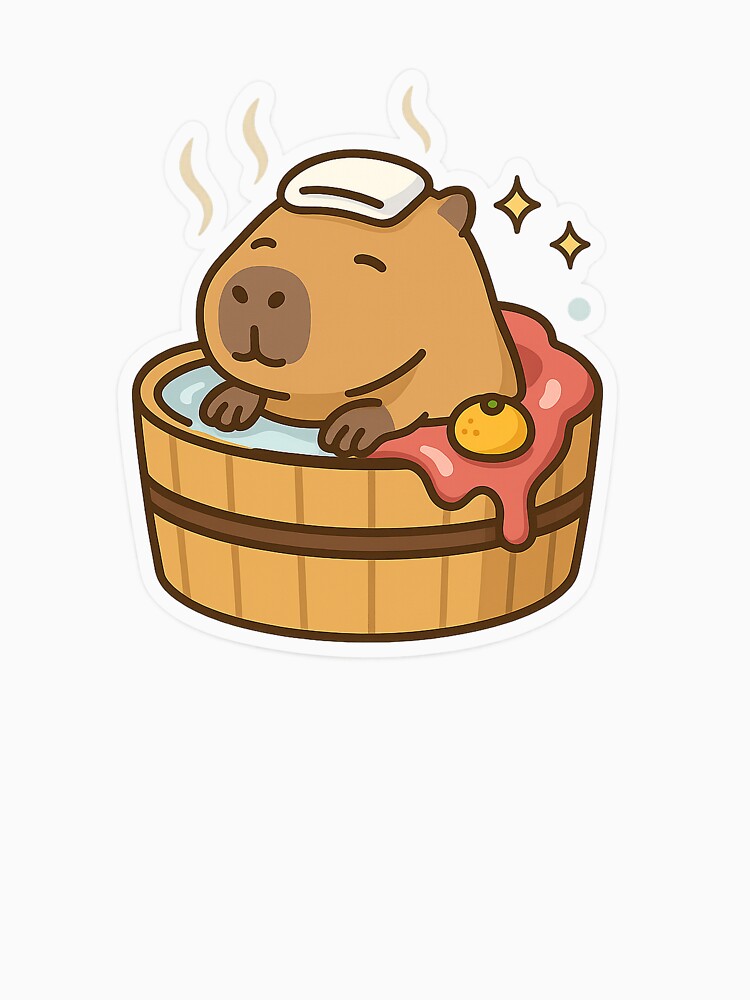Spa Capybara – Kawaii Capybara in Hot Spring Bath Sticker by Tripconic