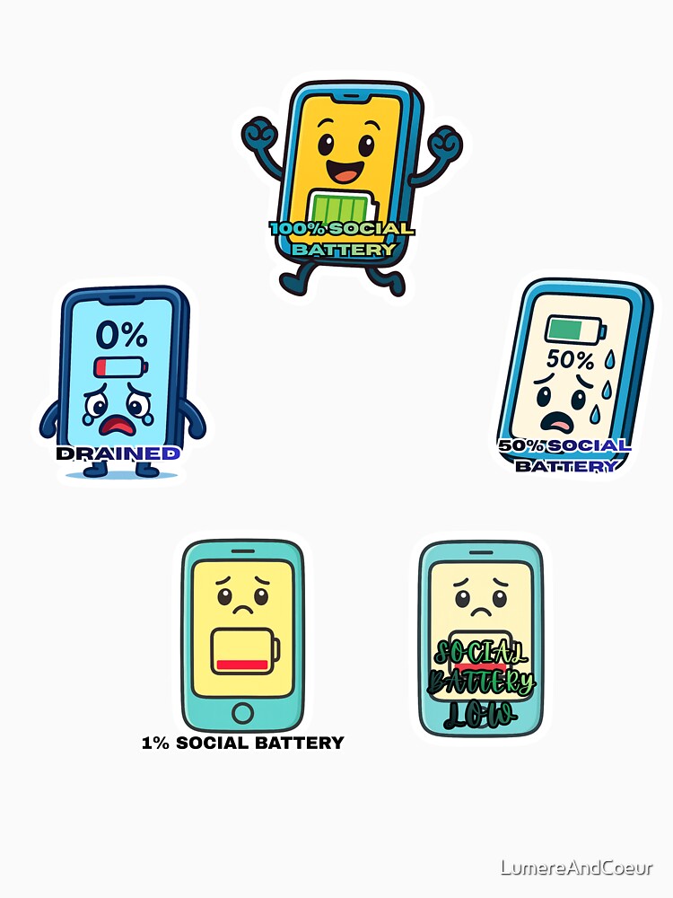 Social Battery Series Collection Introvert Mood Energy Levels Sticker Set by LumereAndCoeur