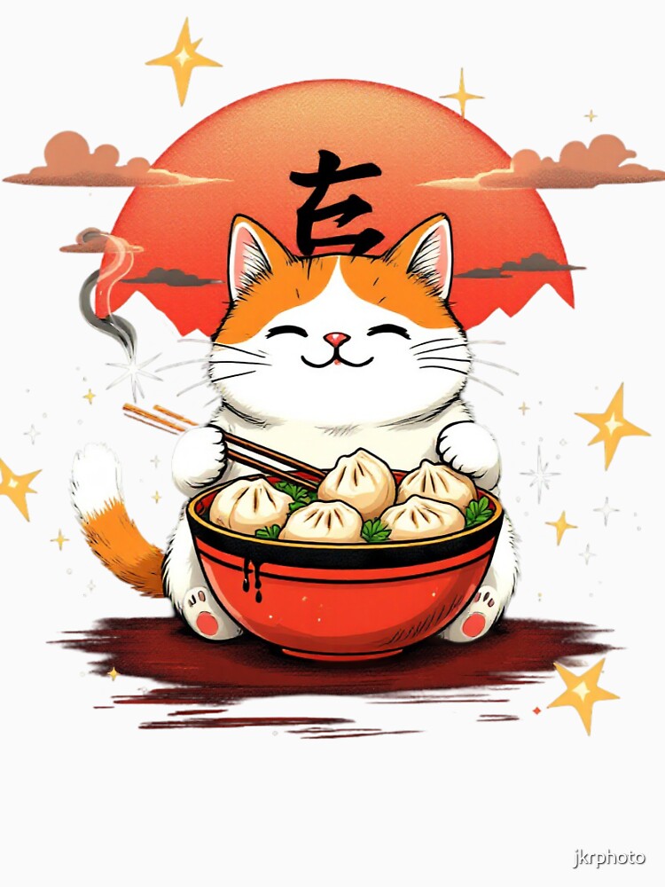 a cat eats dumplings by jkrphoto
