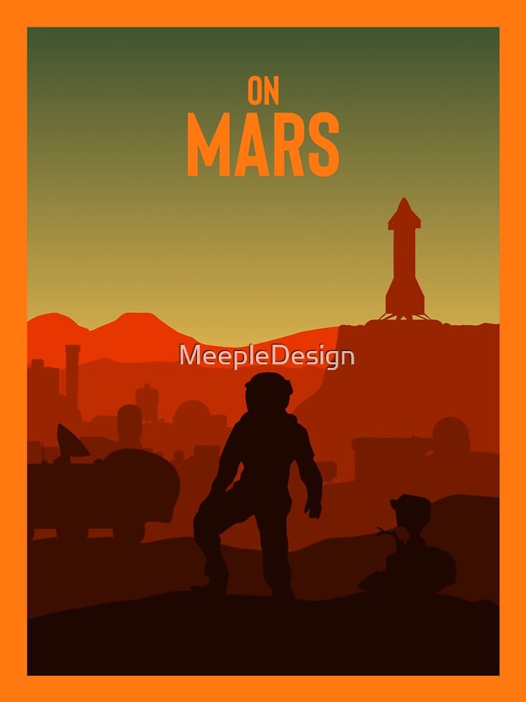 On Mars - Board Games - Minimalist Travel Poster Style - Board Game Art by MeepleDesign