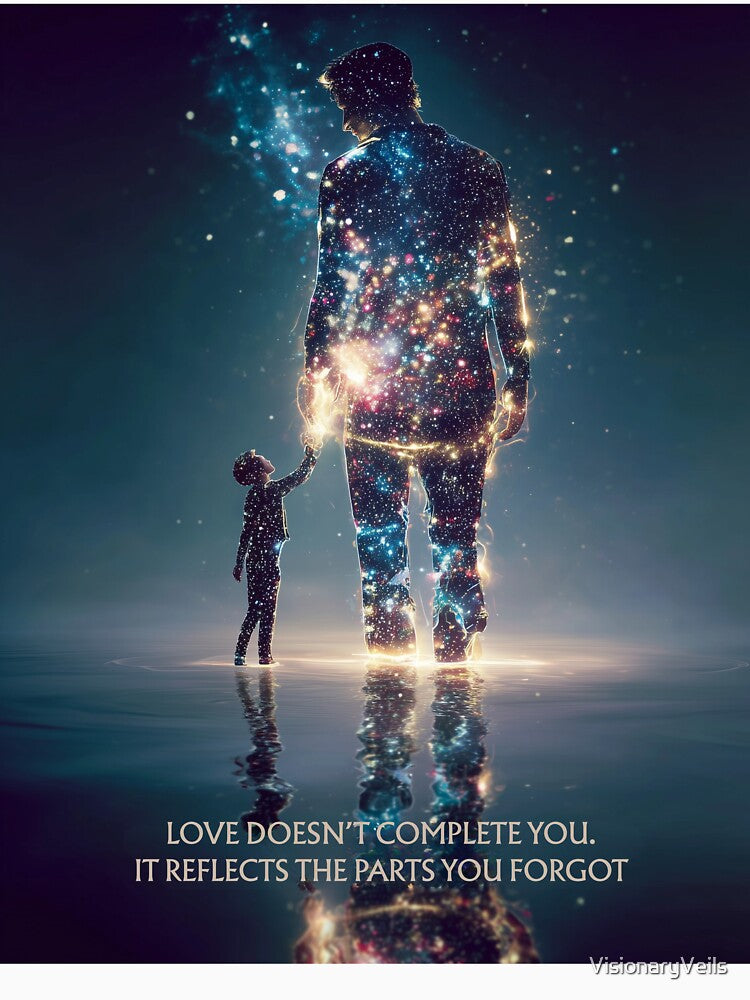 Starlit Reflection – Surreal Cosmic Art with Quote About Love and Inner Self by VisionaryVeils