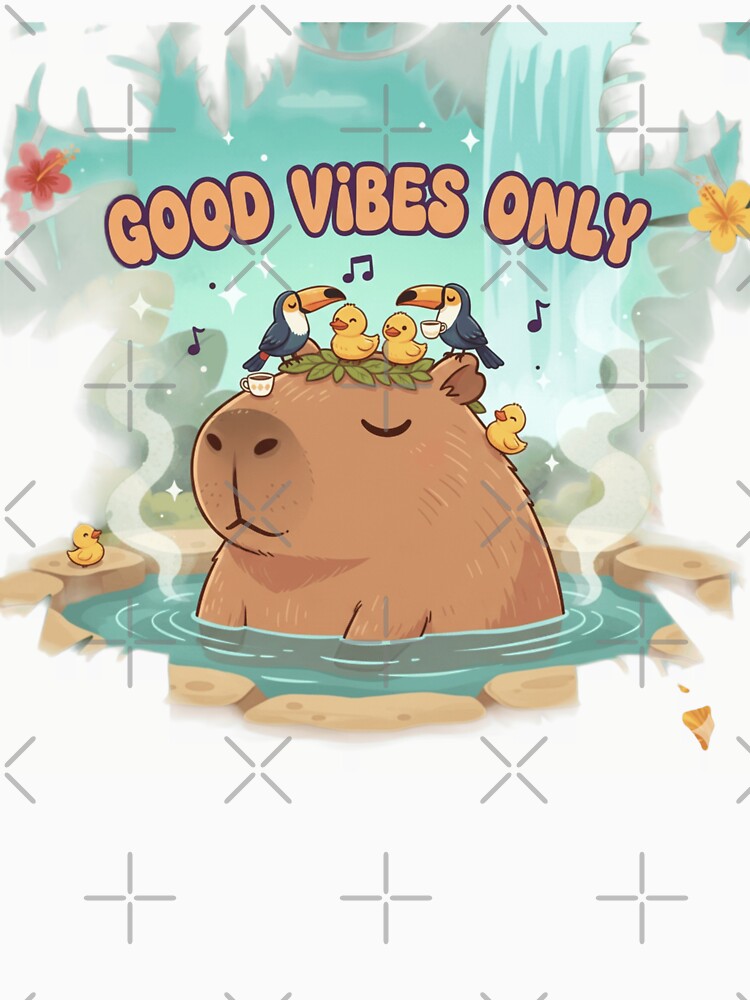 ​Chill Capybara in Hot Spring Good Vibes Only by Irinuca Gifts