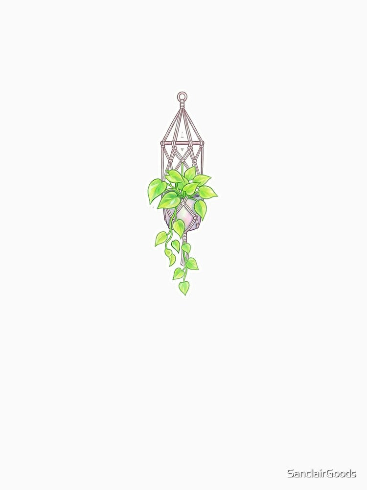 Aesthetic Hanging Pothos Macrame Neon Botanical Art by SanclairGoods