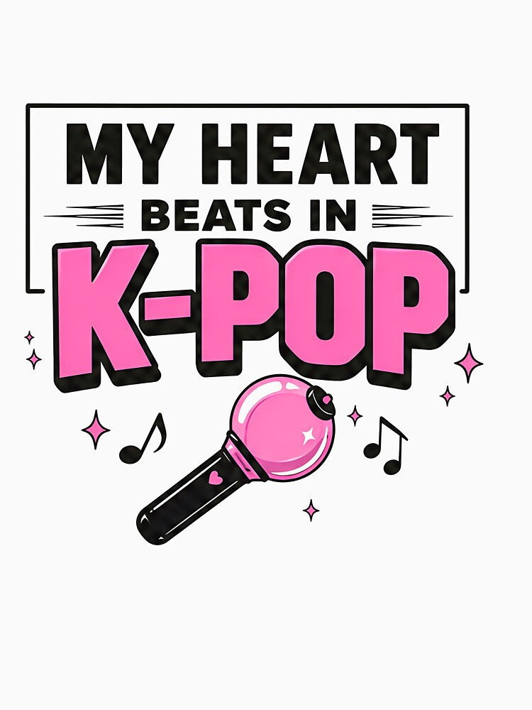 My Heart Beats In K-Pop Graphic Tee – BTS Army Bomb Lightstick Aesthetic Apparel by dance mania
