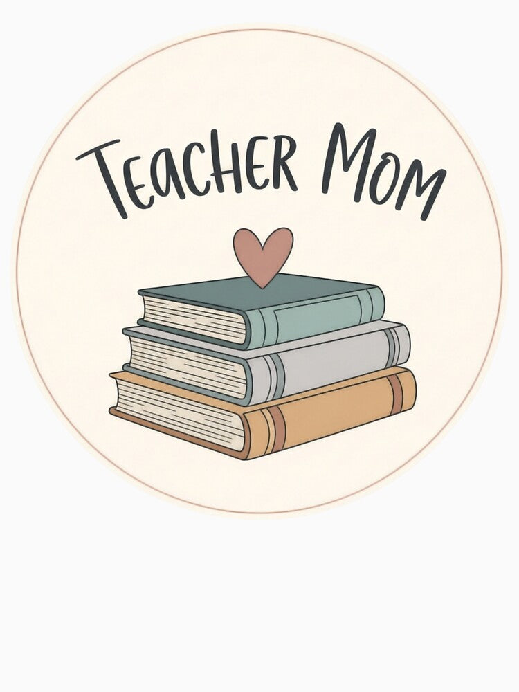 Teacher Mom – Soft Color Stacked Books Minimalist Design by Illustrated Faith