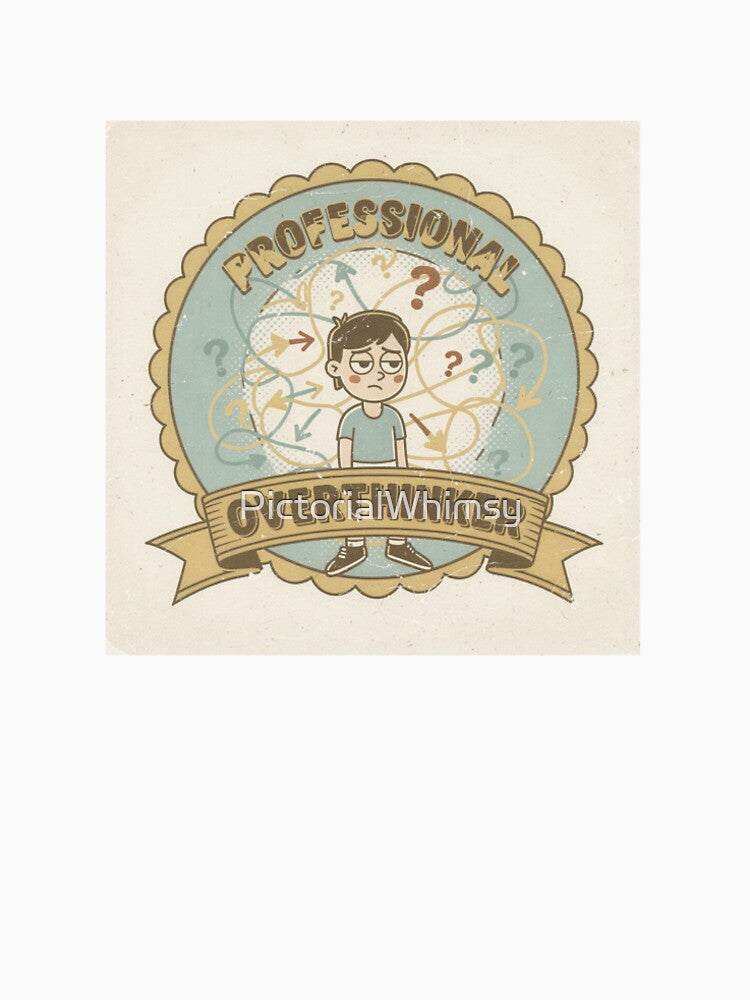 Professional Overthinker Retro Badge Funny Art by PictorialWhimsy