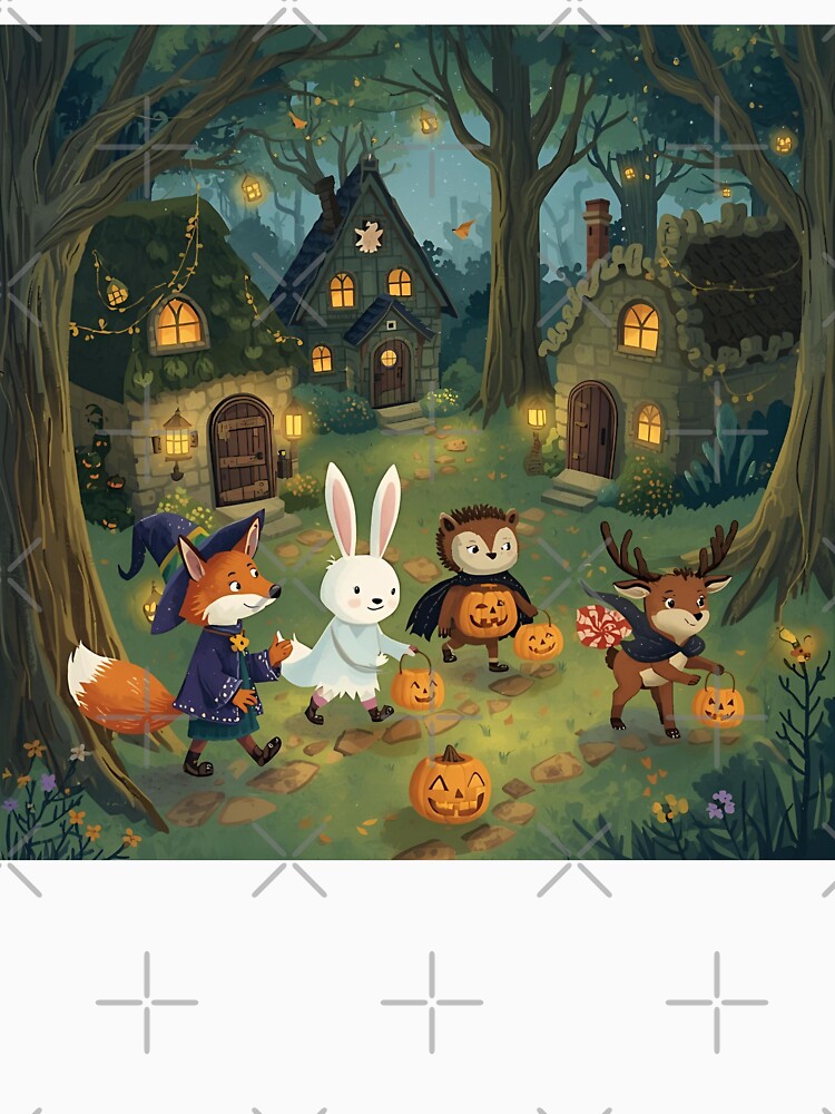Trick-or-Treat in the Enchanted Woodland Village by WildlifeWhimsy