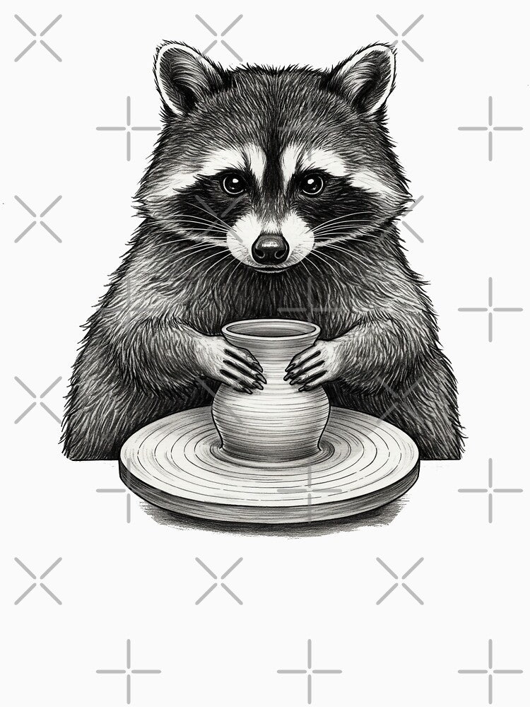 Cute Raccoon Doing Pottery by TeeARTHY