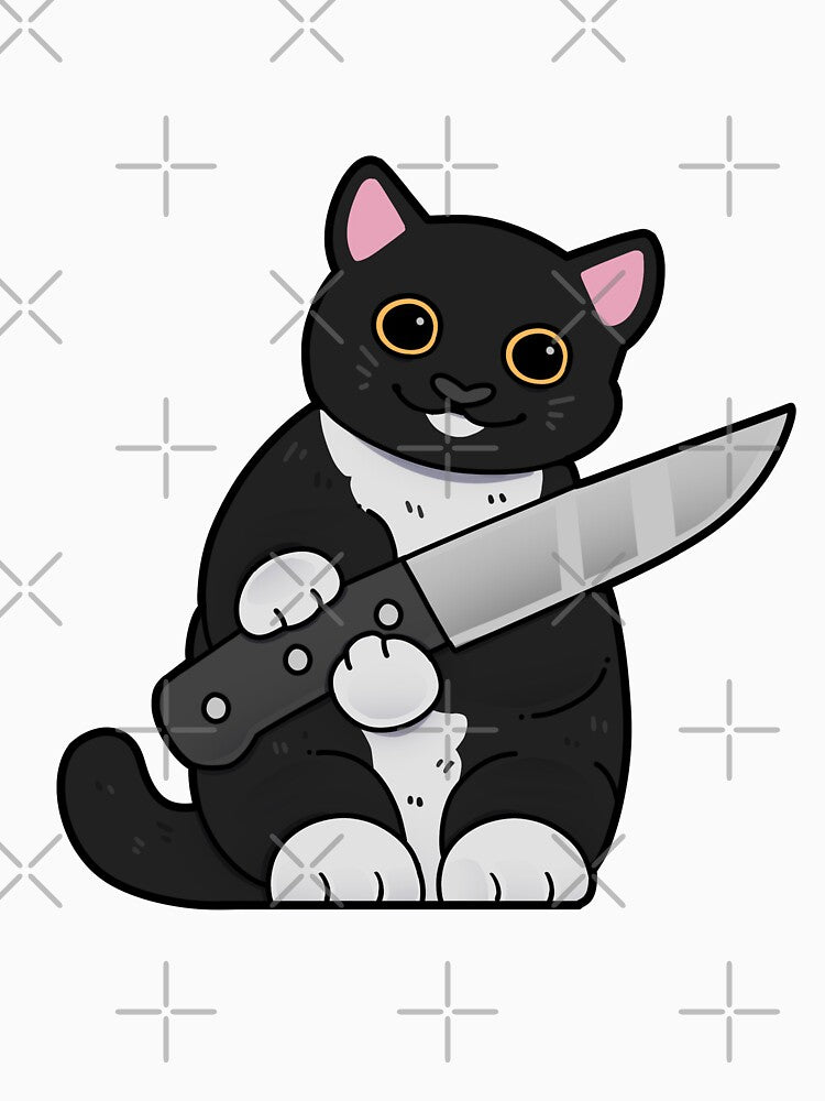 Tuxedo Cat with Knife by Mossysplashart