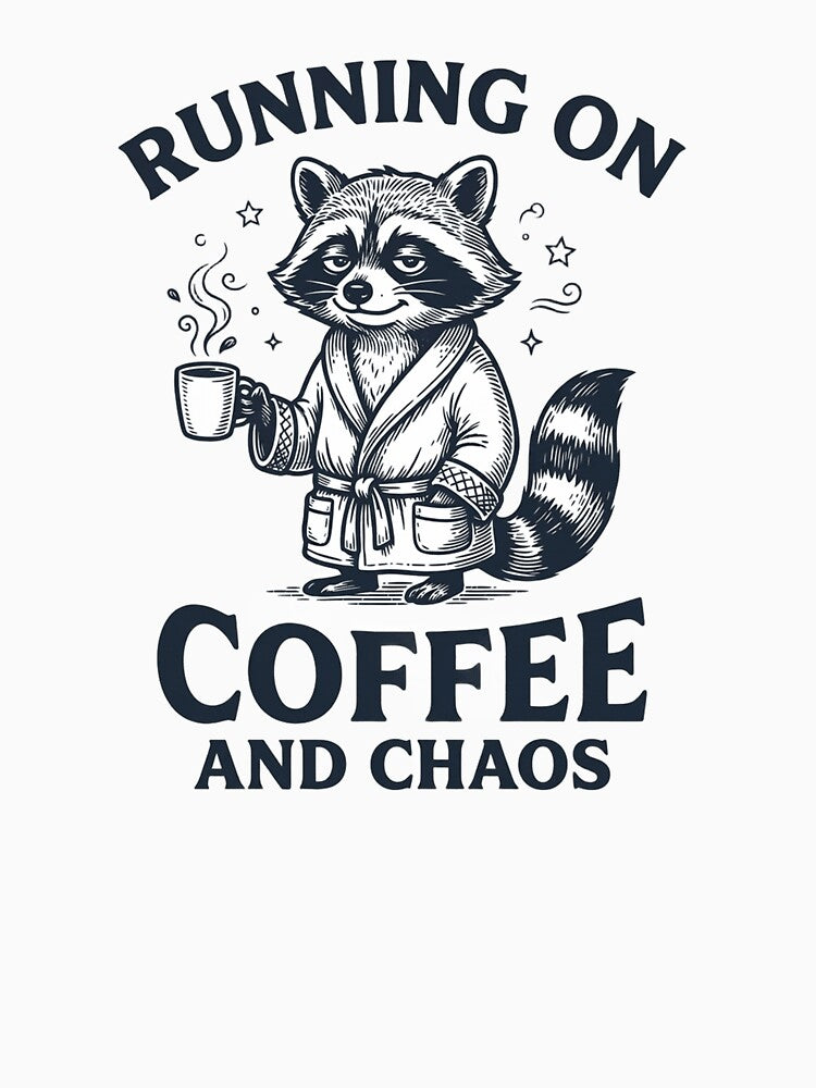 Running On Coffee And Chaos Tired Raccoon Vintage by JossDesign15