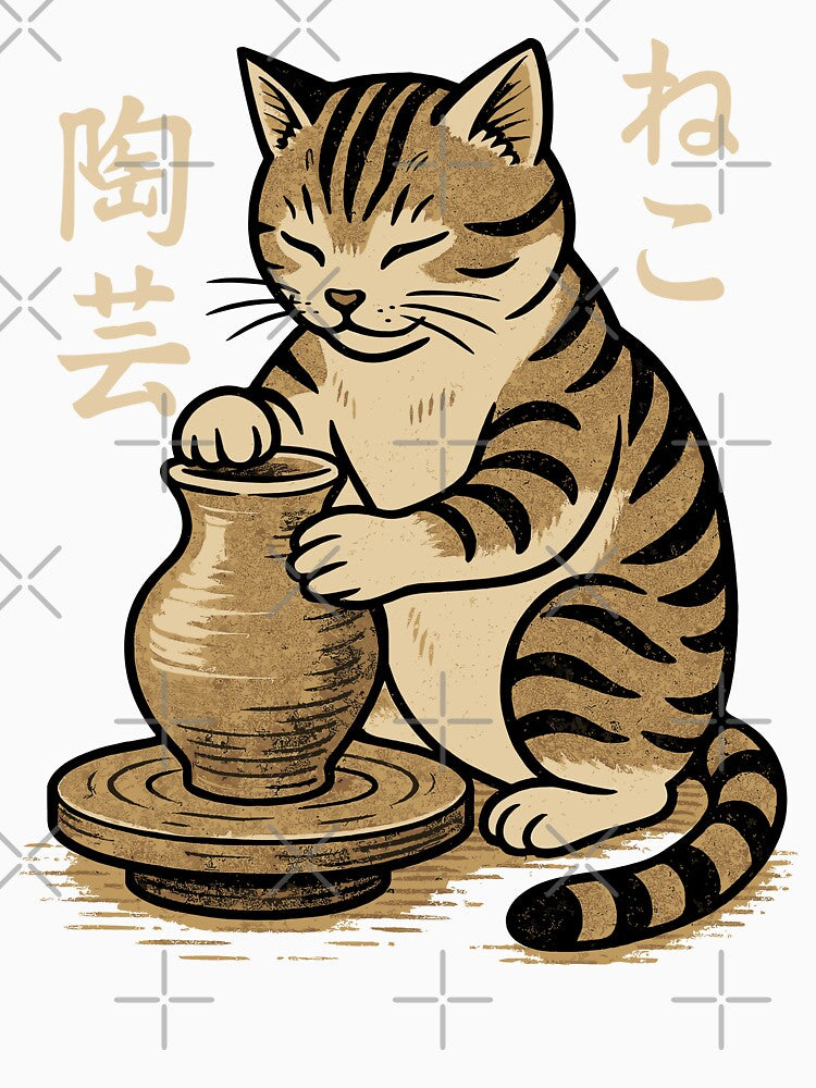 Funny Pottery Japanese Cat Ceramicist Ceramic Artist by lanynx design