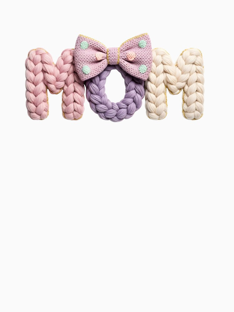 Cute Mom Aesthetic – Pastel Mama Bow Design, Cozy Knit Style MOM Typography, Mother’s Day Gift for Moms by DPDesigns647