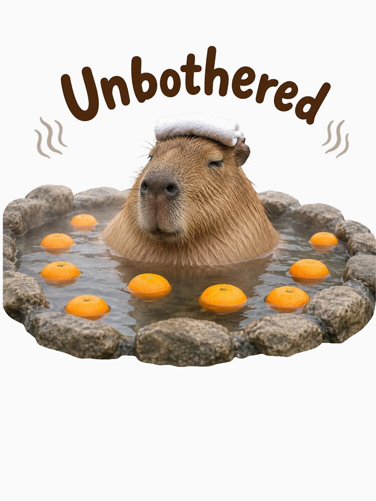 Unbothered Capybara Hot Spring Chill Art by InkNovaLab