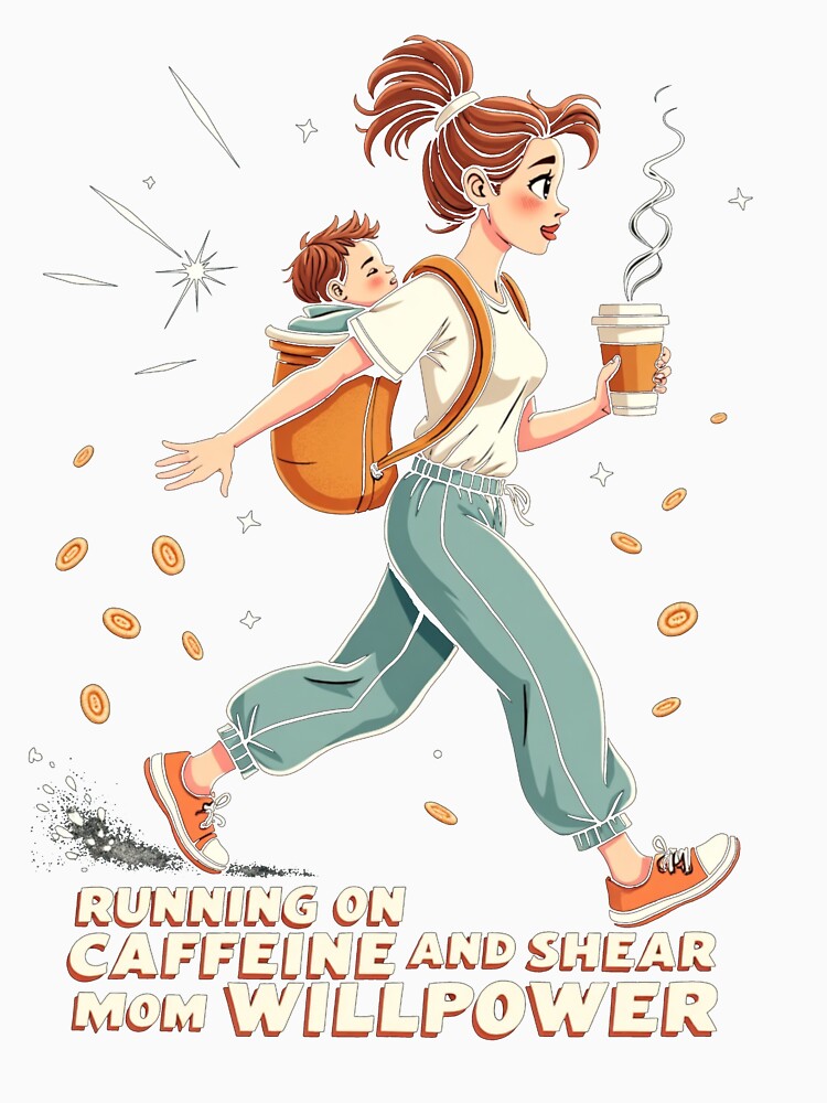 Running on Caffeine Mom Willpower Funny Retro Design by Junkie-Worx