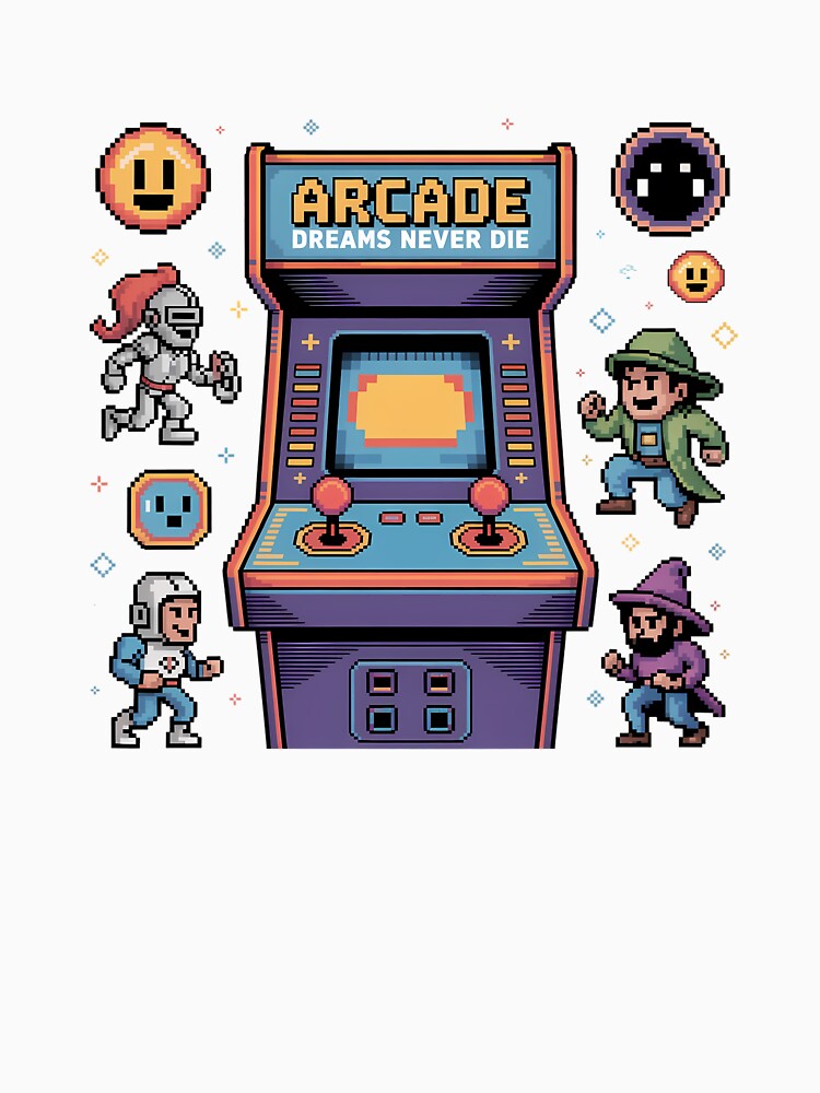 Arcade Dreams Never Die Pixel Cabinet Art by Printiko