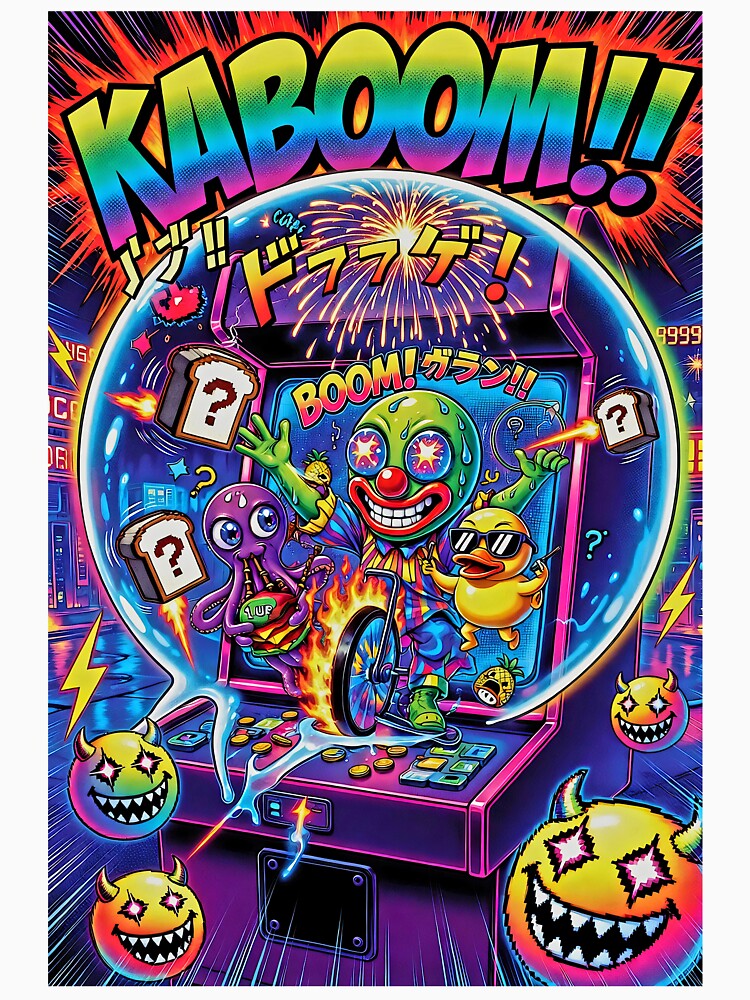 KABOOM!! Psychedelic Arcade Explosion - Clown, Octopus & Duck Chaos by David Brookes Digital