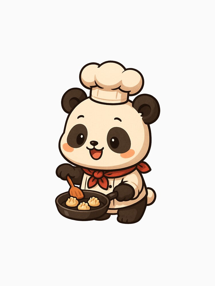 Cute Chibi Panda Chef Cooking Tiny Dumplings – Kawaii Animal Art by ColorSplash123
