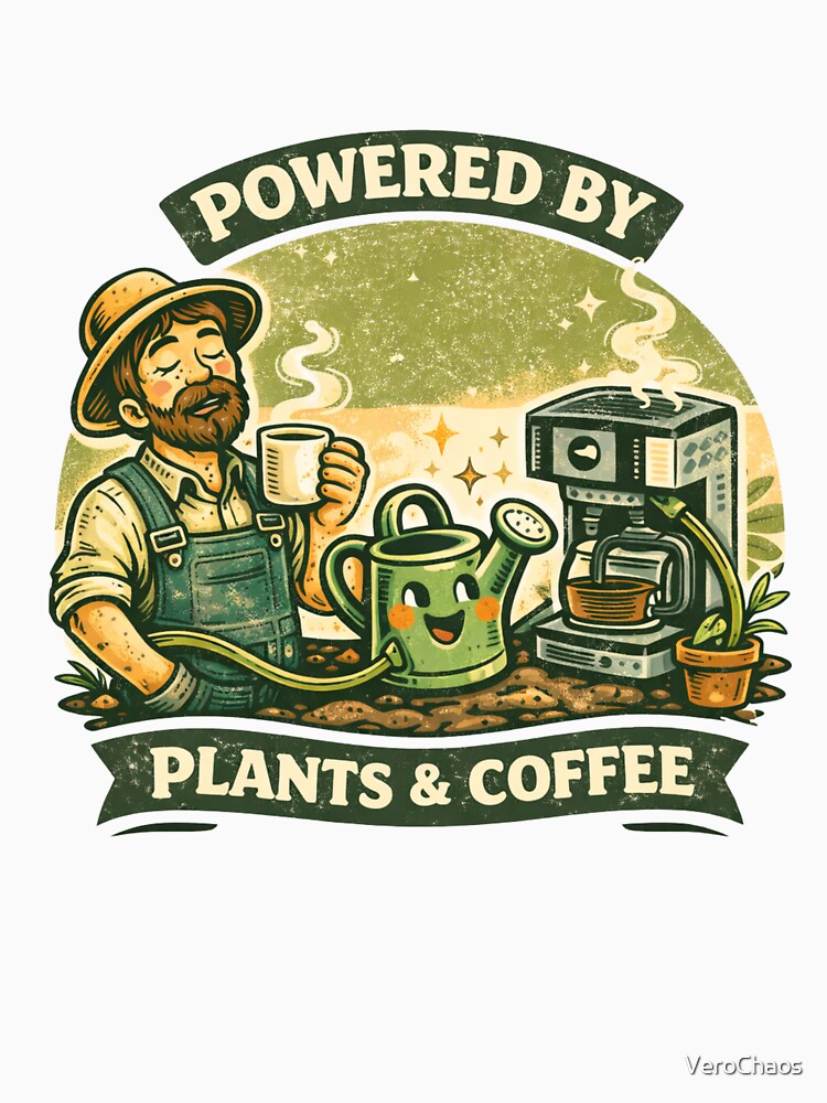 Powered by Plants & Coffee - Funny Retro Gardener by VeroChaos