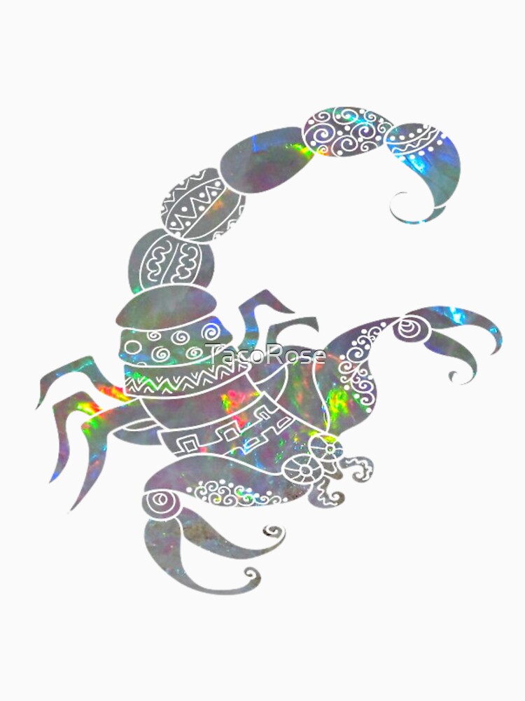 Scorpio Zodiac Symbol Silhouette Design With October Birthstone Opal Background by TacoRose