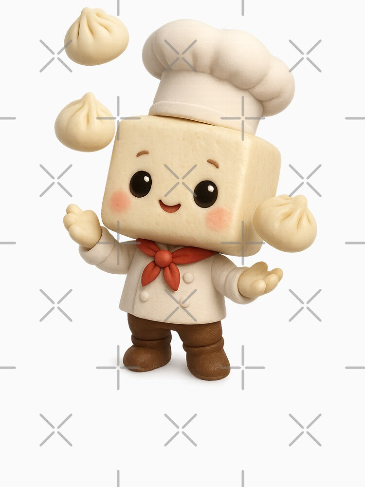 Cute Tofu Chef Juggling Dumplings | Kawaii Fun Food Art by Moons Studio