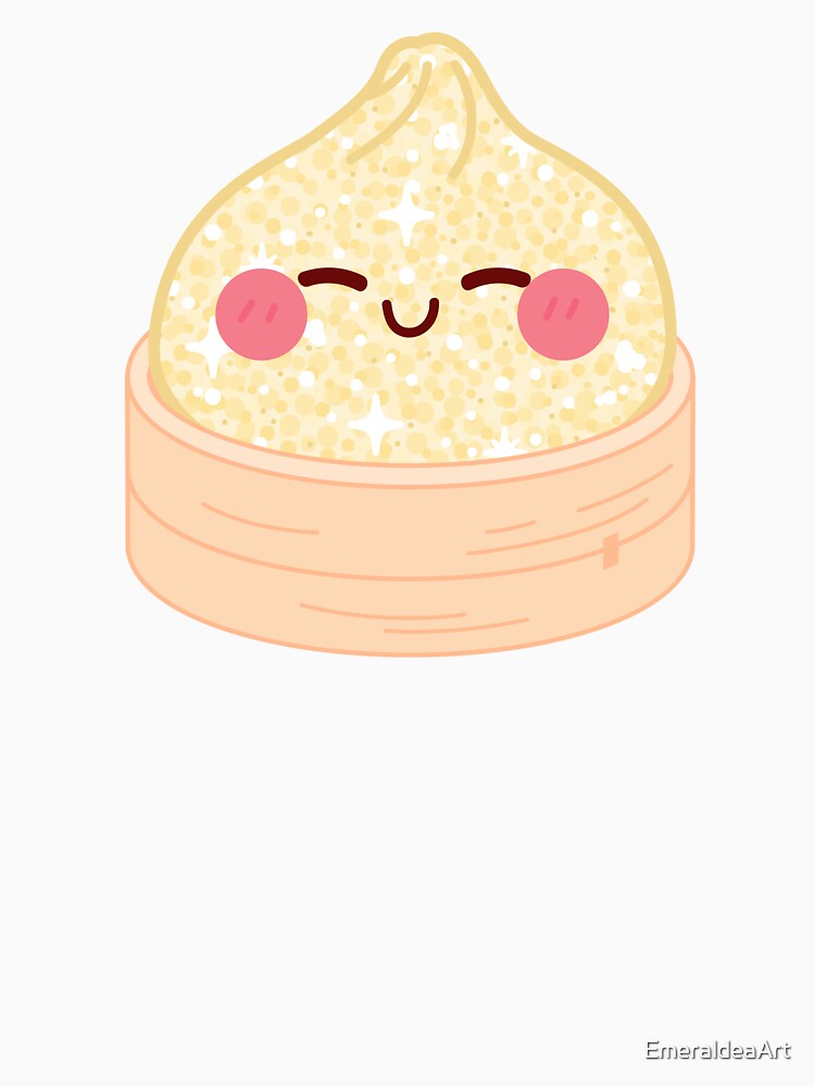 Kawaii Light yellow Golden Glitter Squishy Dumpling in bamboo steamer basket by EmeraldeaArt