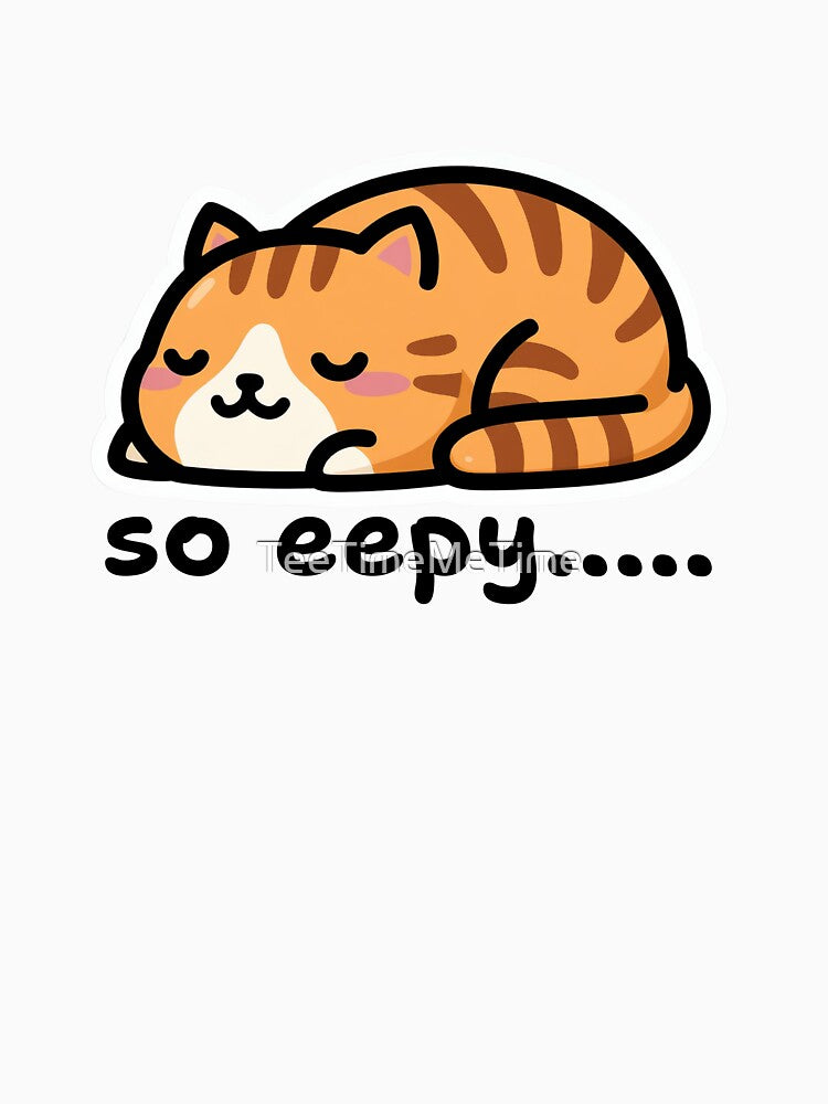 Cute Sleeping Orange Tabby Cat Kawaii Eepy Cat Nap Loaf Funny Cat Meme by TeeTimeMeTime