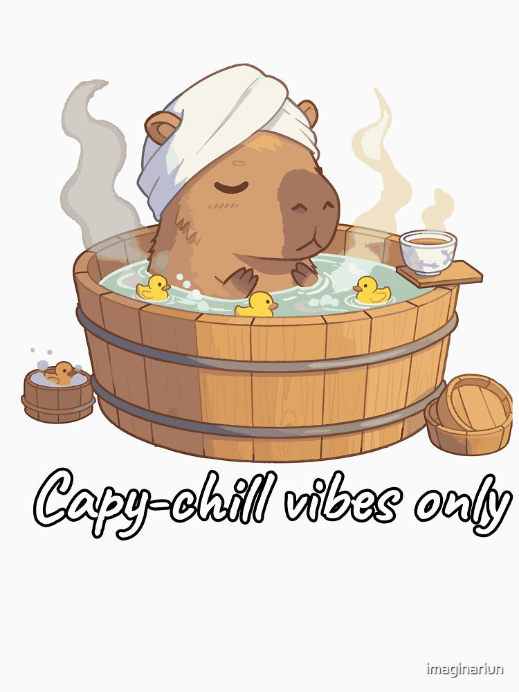 Capybara Bath Time – Capy-Chill Vibes Only Cute Animal Art by imaginariun
