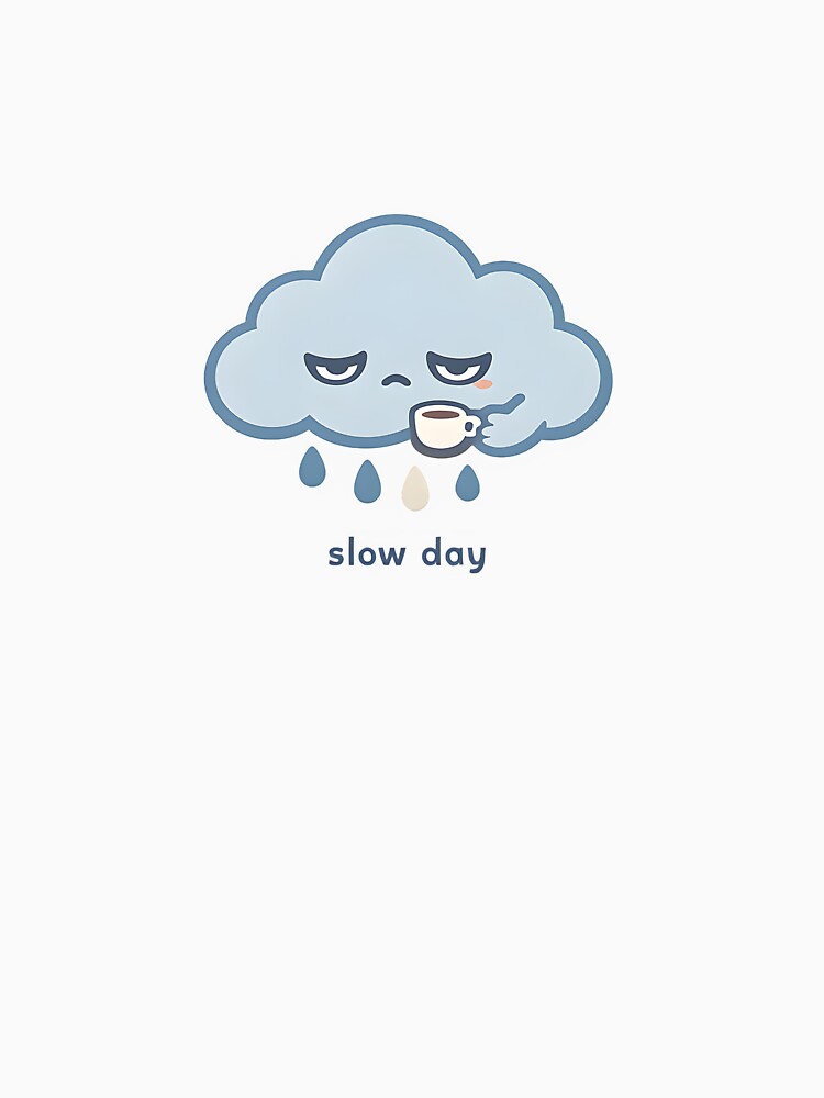 Slow Day Sleepy Rain Cloud Minimal Design by Naviora