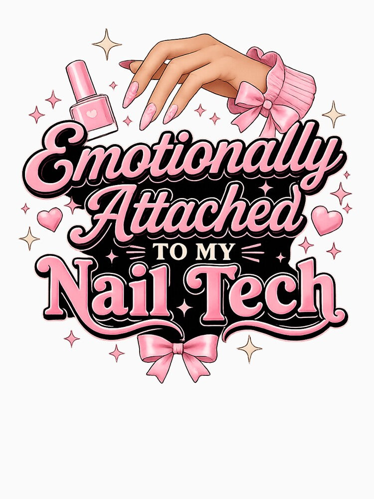 Emotionally Attached To My Nail Tech – Cute Pink Coquette Nail Salon Design by Saritahosny1