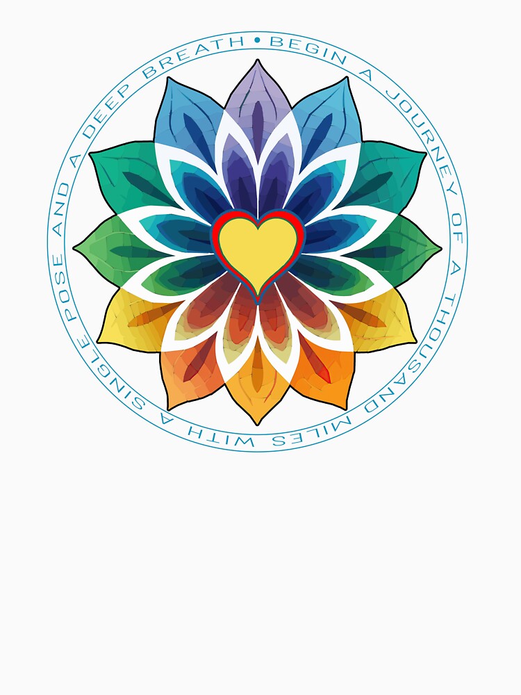 Heart Mandala - "Begin a journey of a thousand miles with a single pose and a deep breath" by Mindful-Designs