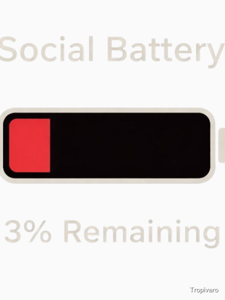 Social Battery 3% Remaining Shirt – Funny Introvert Minimal Design by Tropivaro