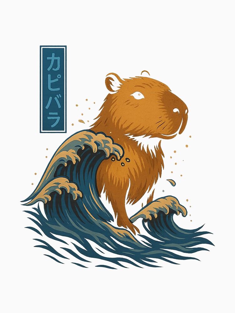 Capybara among Waves – Serenity in the Chaos of the Sea by Capybarastore_77