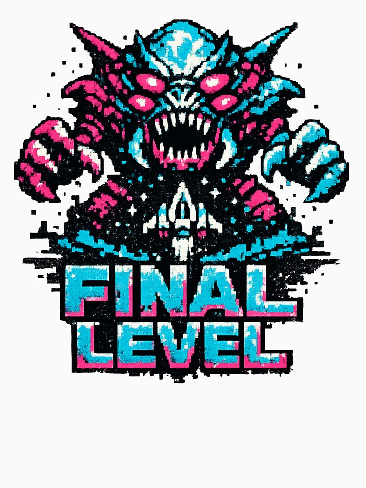Final Level Neon Boss Monster – Retro Arcade Gaming Design by JonelCrafts