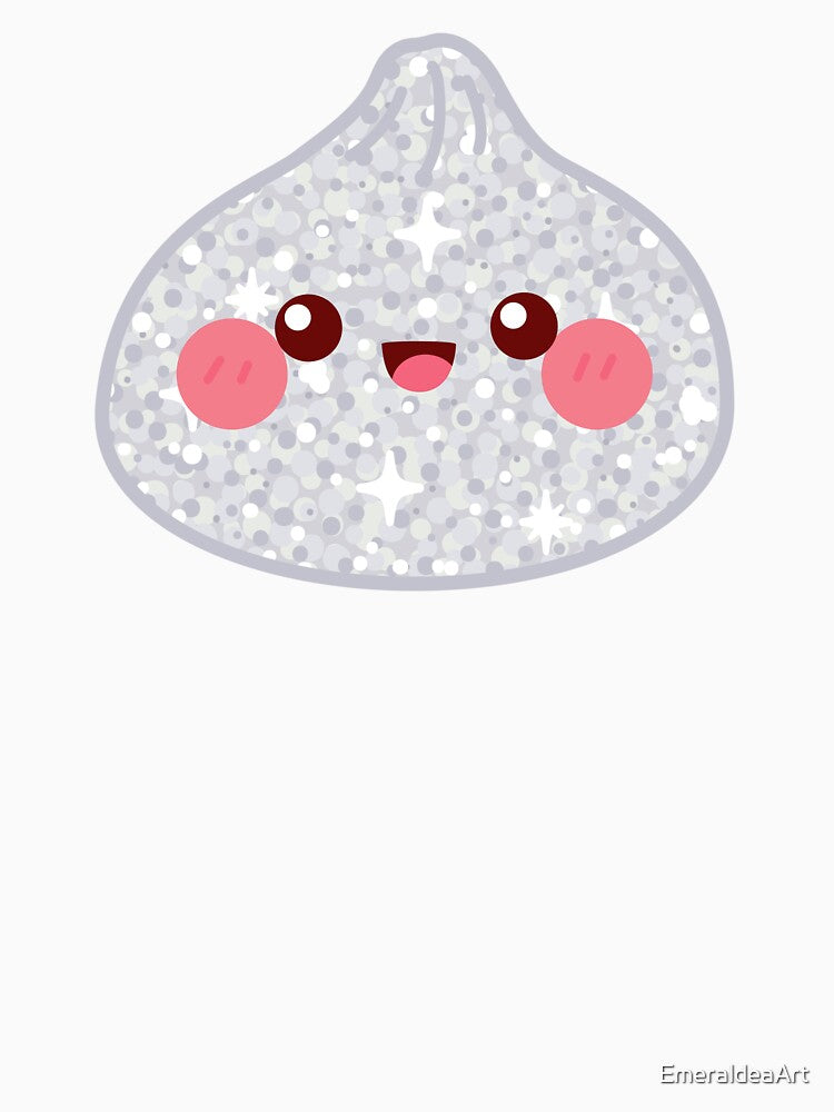 Kawaii Silver Glitter Squishy Dumpling – Cute Food Character Design by EmeraldeaArt