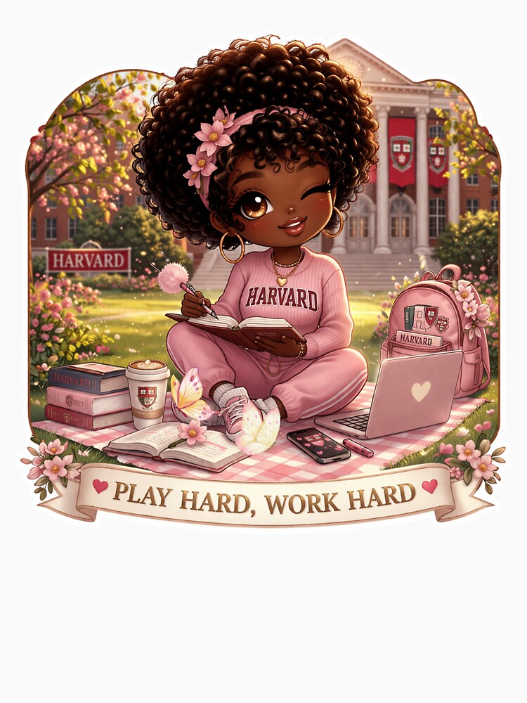 Study Motivation Cute Girl Sticker | Play Hard Work Hard Aesthetic | Soft Girl Student Life | Cozy Study Vibes by PrincSaraStudio