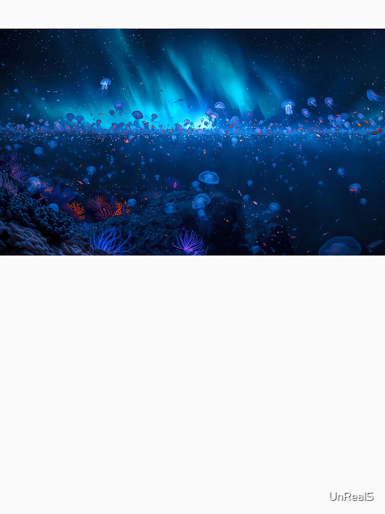 Celestial Jellyfish Bloom - Surreal Deep Sea Aurora Night by UnRealS