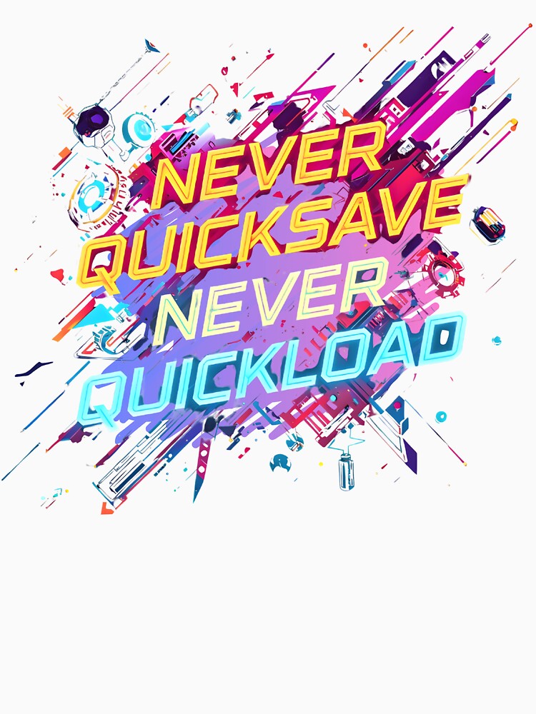 Never Quicksave Never Quickload – Neon Gamer Quote Art by PHRASEandSTYLE