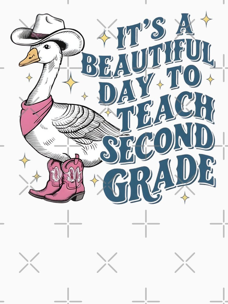Cute Goose It's A Beautiful Day to Teach 2nd Grade Teacher by THREE LITTLE BEANS