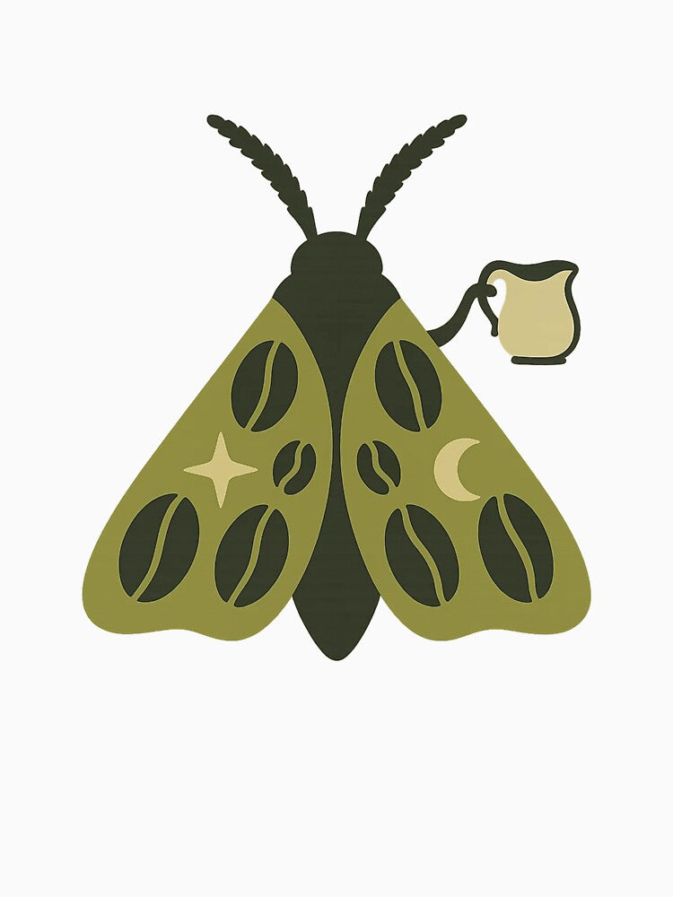 Coffee Bean Moth – nocturnal beans with moon & star by ArcaneBeans